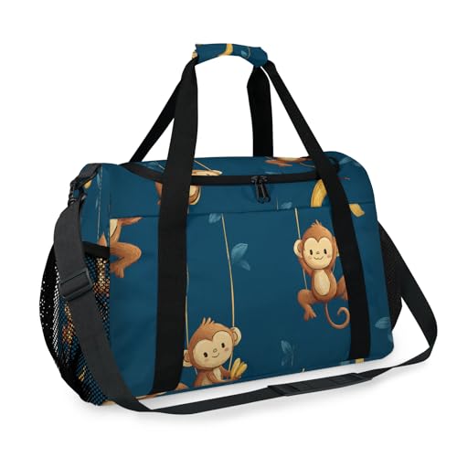 Monkey Banana Green Travel Duffel Bag Weekender Overnight Bags for Women Men Foldable Waterproof Tote Bag with Trolley Sleeve2