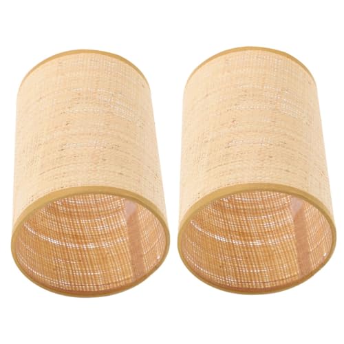 PENIKOKO 2 pièces Abat-jour Tressé Rotin pour Suspension Style Rétro Rustique pour Salle à Manger et Couloir Facile à Nettoyer et Installer