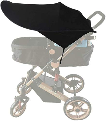 Capottina Parasole per Passeggino e Carrozzina Seggiolino - Universale Protezione Solare Shade Maker Canopy con Funzione Pop-Up, Bébé Protezione UV 50+ (Nero)