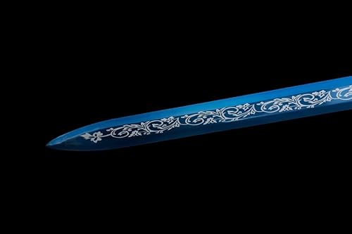 Miniatura 5 de LOONGSWORD, espada china, entrenamiento de espadas Han jian (hoja azul forjada de acero de alto carbono, accesorios de aleación)