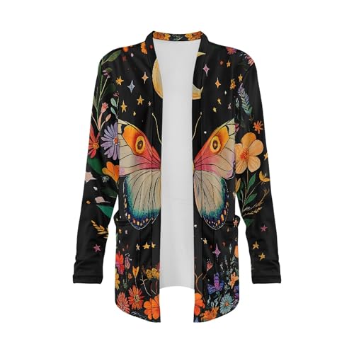 Image of Forchrinse Red Ladybug Cardigan for Women Causal Long Sleeve Open Front Cardigans Sweater Fashion 2024 Fall Coat with Pockets