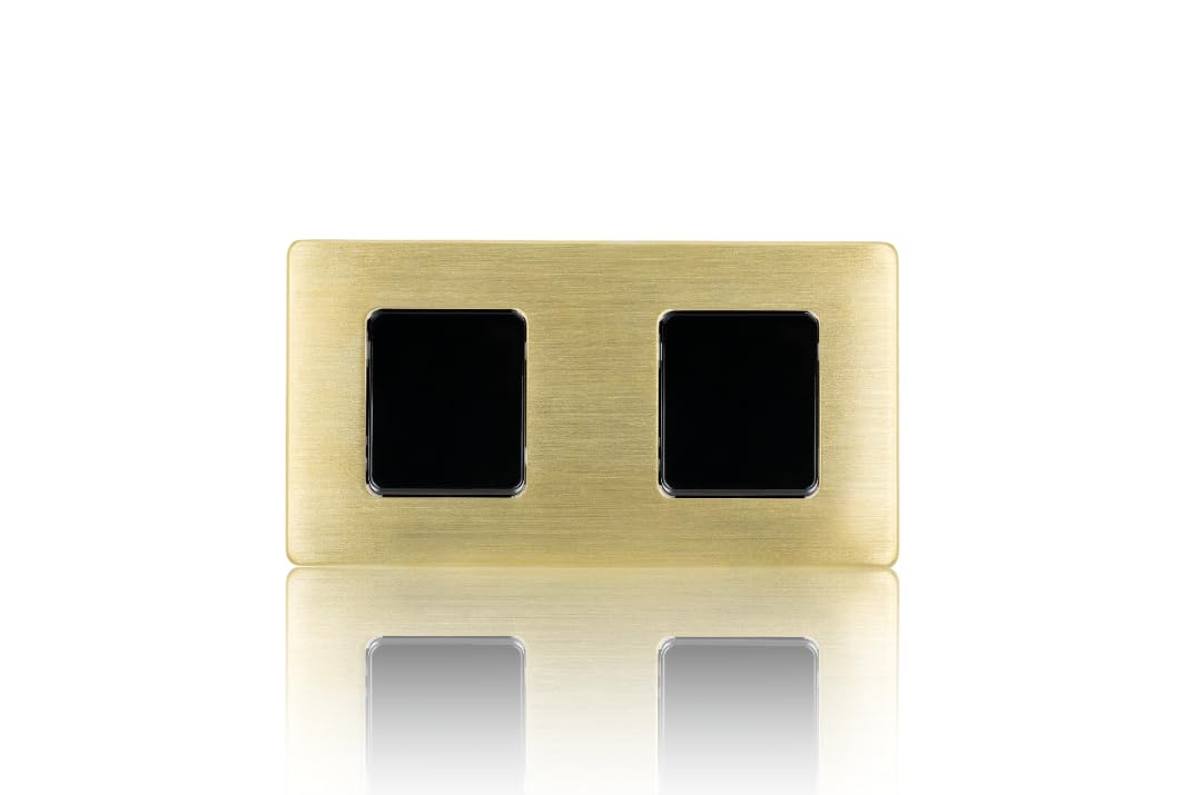 Włącznik Światła Podwójny Czarny Krzyżowy Stal Szczotkowana PVD Brass