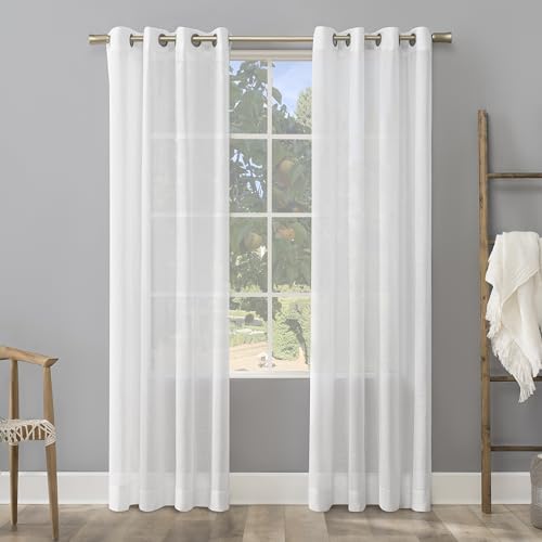 Archaeo Slub Textured Linen Blend Curtain Panel, Grommet Top, 52" x 108, White