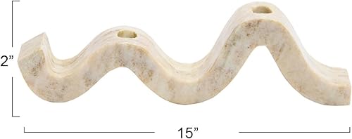 Miniatura 2 de Bloomingville Portavelas de Doble Cono de Mármol Wave, Beige