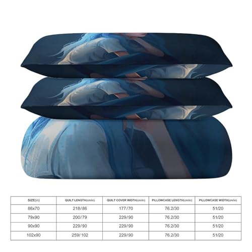 Parure de lit réversible en microfibre douce avec 2 taies d'oreiller pour lit double - 3