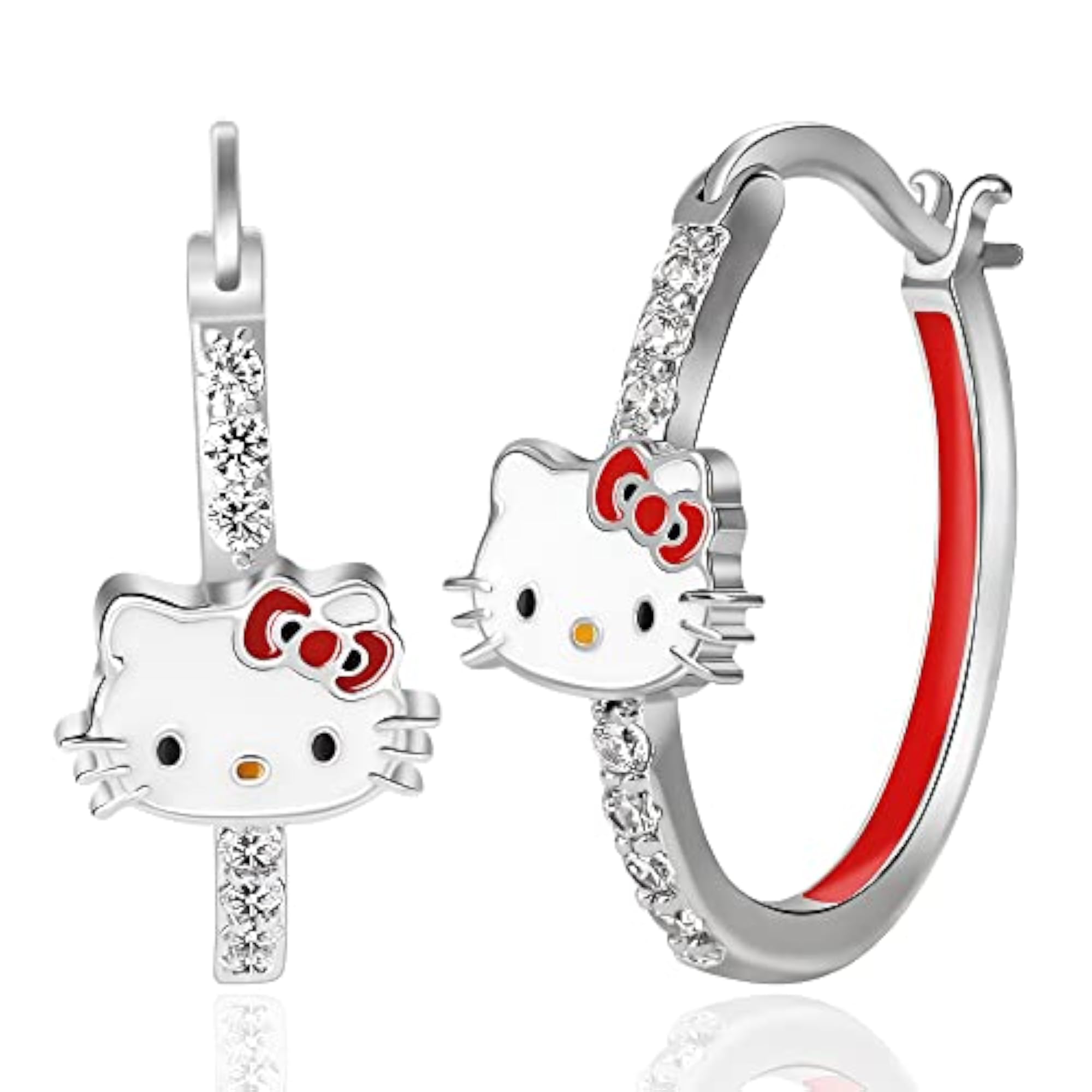 Sanrio Hello Kitty Women's Cubic Zirconia Hoop Earrings