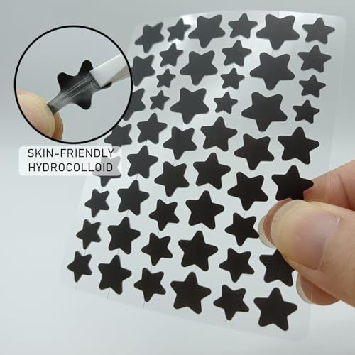 ZHAOLIESM Black Star Pimple Patches for Face, 153 Counts Hydrocolloid Star Acne Patches, Cute Zit Covers for Face, Spot Stickers with Tea Tree, Salicylic Acid and Cica Oil