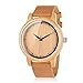 BOBO BIRD Men's Bamboo Wooden Watch with Brown Cowhide Leather Strap Japanese Quartz Movement Sports Casual Watches Gift with Box