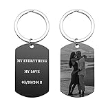 PESOENTH Personalized Custom Dog Tag Keychain with Picture,Engraved Text Name Photo Key Chains Custo