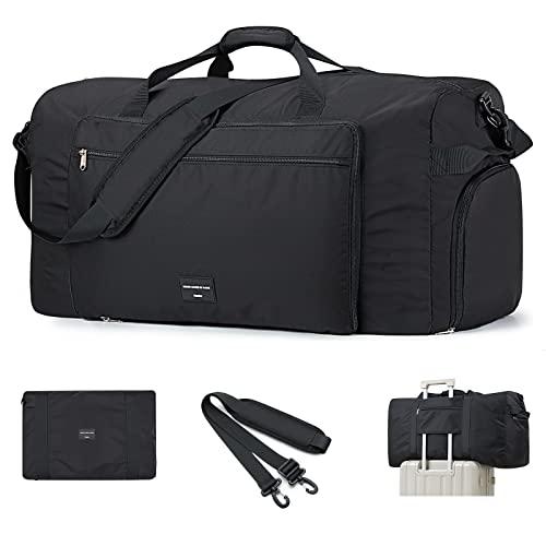 Hanke Travel Duffle Bag For Men & Women,Large Foldable Gym Bag With Shoes And Basketball Compartment, Lightweight Carry On Weekender Bags,Waterproof & Tear Resistant Overnight Bags. (Graphite Black) #TOP14