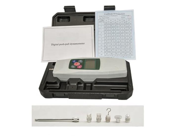 Digital Push-Pull Force Gauge High Accuracy Dynamometer Tensiometer Instrument with Range 500N 50Kgf 110Lbf 1800Oz Accuracy ±1％ Peak/Track Mode for Teaching School Lab Mechanical Physics