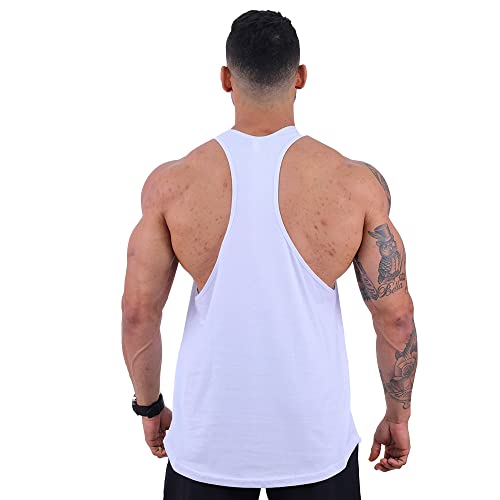 Regata Longline Super Cavada Masculina MXD Conceito Cores Lisas Casuais Academia Treino (G, Branco)