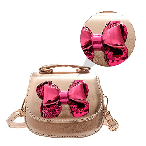 TENDYCOCO Bolsa tiracolo Bowknot para crianças, bolsa transversal para crianças, Dourado, 15X13X8CM,