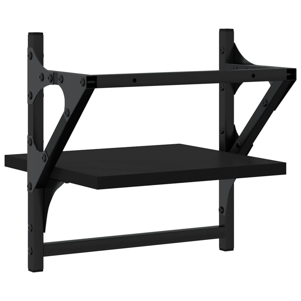 Scaffalature, mensole da parete e sporgenze, mensole da parete con barre, 2 pezzi, nero, 30 x 25 x 30 cm