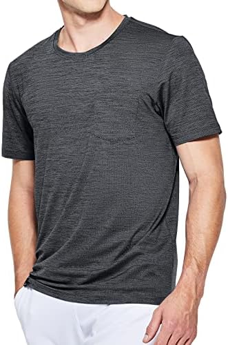 Haimont Pocket Tee Shirts for Men Short Sleeve, Lightweight Running Shirt Dry Fit Moisture-Wicking Breathable Polyester, Heather Grey, XX-Large