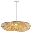 Lifora Hay 32' Rattan Chandelier Light, Hand Woven Large Boho Light Fixture, Wicker Pendant Light, Adjustable Hanging Height, 32inch Bamboo Lampshade for Dining Room Kitchen Island Living Room