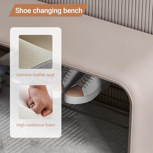 Banco zapatero de cuero genuino y metal de lujo para una entrada elegante y sofisticada 5