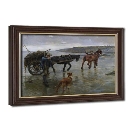 Impression sur toile Seaweed Gatherers par Harold Harvey déco murale 20x30 cm