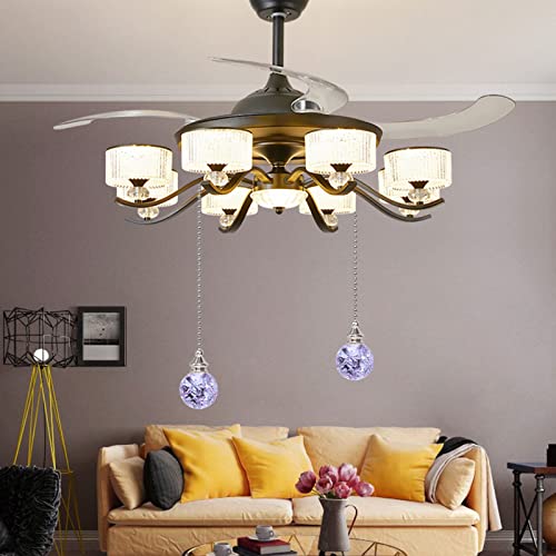 2Pcs Purple Pull Chain Crystal Glass Ice Cracked Ball Pull Chain For Ceiling Fan Light Decoration 50Cm Extension Chain #TOP5