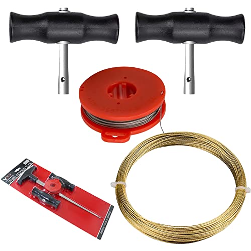 5 Pièces Kit d’Enlèvement de Pare-bris Outil de Retrait de Pare-Brise Démontage du Pare-Brise de Voiture 2pcs Fils de Coupe et 3 pcs poignées de vitre
