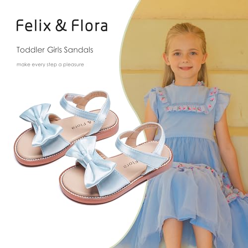 Image of Felix & Flora Toddler Girl Sandals - Little Girl Easter Dress Shoes Lightweight Open Toe Beach Holiday Flats