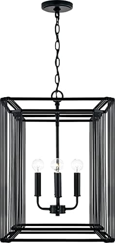Capital Lighting 546041MB Lennon Modern Open-air Thin Metal Bands Lantern Foyer Light Fixture, 4-Light 240 Total Watts, 23" H x 16" W, Matte Black