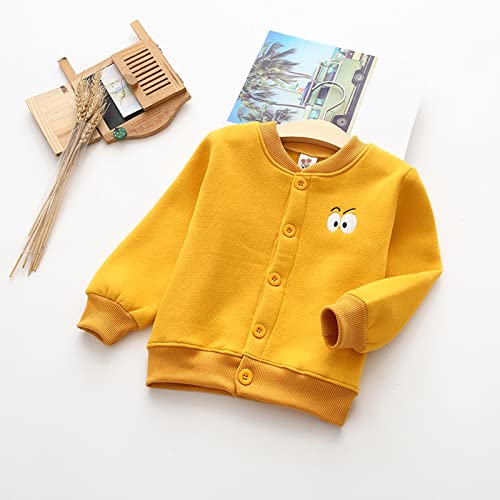 Child Toddler Kids Infant Boys Girls Long Sleeve Cartoon Embroidery Thick Cardigan Coat Kids Winter (Yellow, 5-6 Years) #TOP1