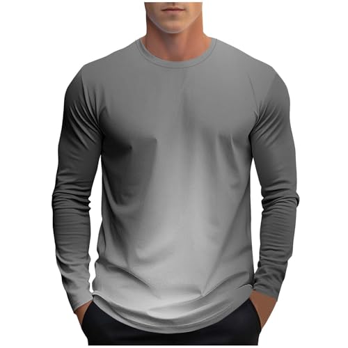 UHouse Tee Shirt Homme Manches Longues Automne Tshirt Imprimé Dégradé Teeshirt Col Rond Décontracté Vetement Coton Fitness Haut Legere Pull Chic Habit...