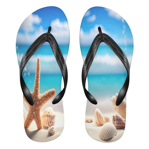 STAYTOP Beach Starfish and Shells Flip Flops Sandals of Men's & Women's,Sandals Beach Slippers Shower Slides