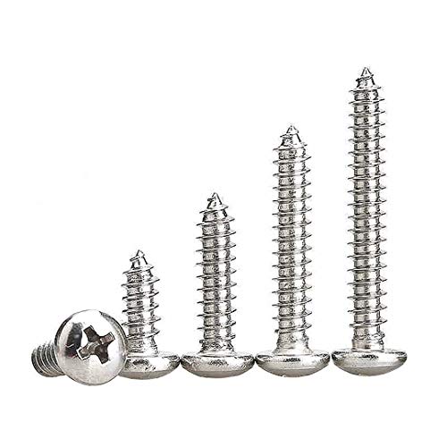 Dreneco Self-Tapping Screws Cross Round Head Wood Screws in Assorted Lengths Woodworking DIY Stainless Steel Fasteners, M5×50mm,20 pcs
