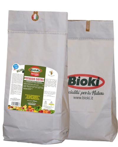 bioki® bicarbonato di potassio per agricoltura naturale - potassio ciotre effetto contro oidio muffa grigia peronospora monilia busta da 4 kg - anche per bolla del pesco.