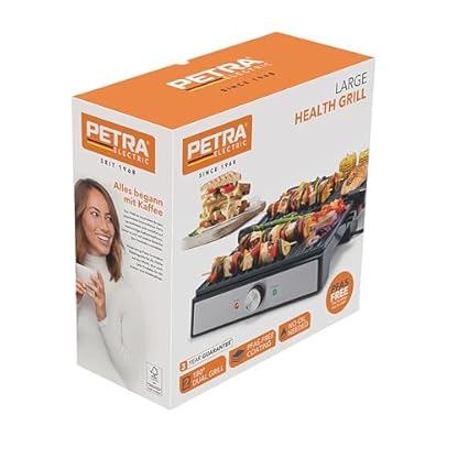 Petra PT5857SSCVDE Kontaktgrill – Elektrogrill/Sandwichtoaster, bis zu 180° für das Kochen mit 2 Oberflächen geöffnet, PFAS-freie Keramikbeschichtung, einstellbare Temperatur, 29 x 23cm platten, 2000W – Bild 3
