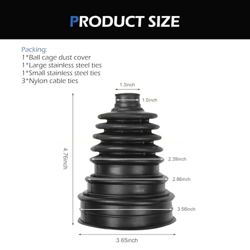 2 PCS CV Axle Boot, Leak Proof Wear Resistant Bushing, Cuttable Protective Cover with Clamps and Cable Ties, for Most Front Wheel Drive (FWD) and All-wheel Drive (AWD) Vehicles (Black)