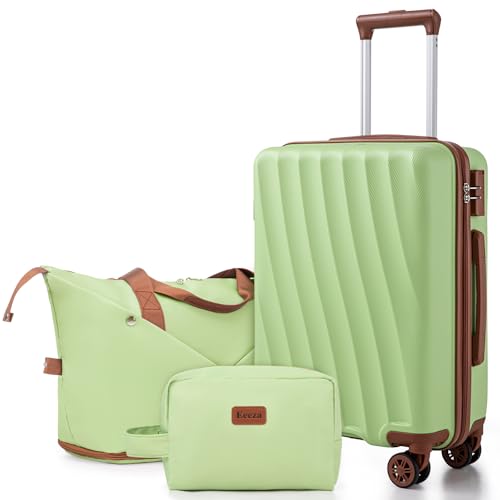 Image of Carry on Luggage Sets 22x14x9 Airline Approved Durable Travel Luggage Suitcases with Wheels,ABS Hard Case Suitcases with Spinner Wheels,(LightGreen,3 Piece Sets(20 inch /DB /TB))