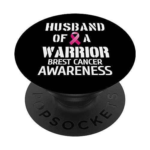 Husband Of A Warrior - Breast Cancer Awareness Month 2023 PopSockets Swappable PopGrip, Black