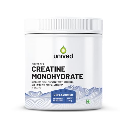 Image of Unived Micronised Creatine Monohydrate Powder - 250g (83 Servings) | 100% Pure, Unflavoured | Supports Strength, Power & Muscle Recovery