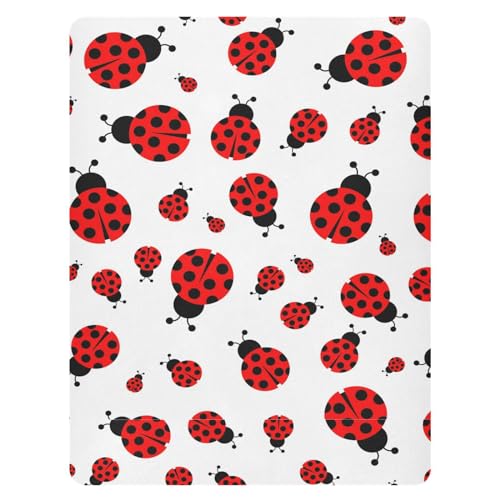 Pfrewn Crib Sheets for Boys Girls Red Ladybug Fitted Crib Sheet Fits Standard Crib Mattress Pads Stretch Soft Toddler Baby Sheet,52x28IN
