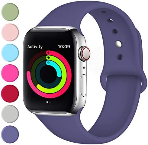 Fuleda Compatible with Apple Watch Band 40mm 38mm, Replacement Sport Bands for iWatch Series 4, Series 3, Series 2, Series 1, Blue/Gray, S/M