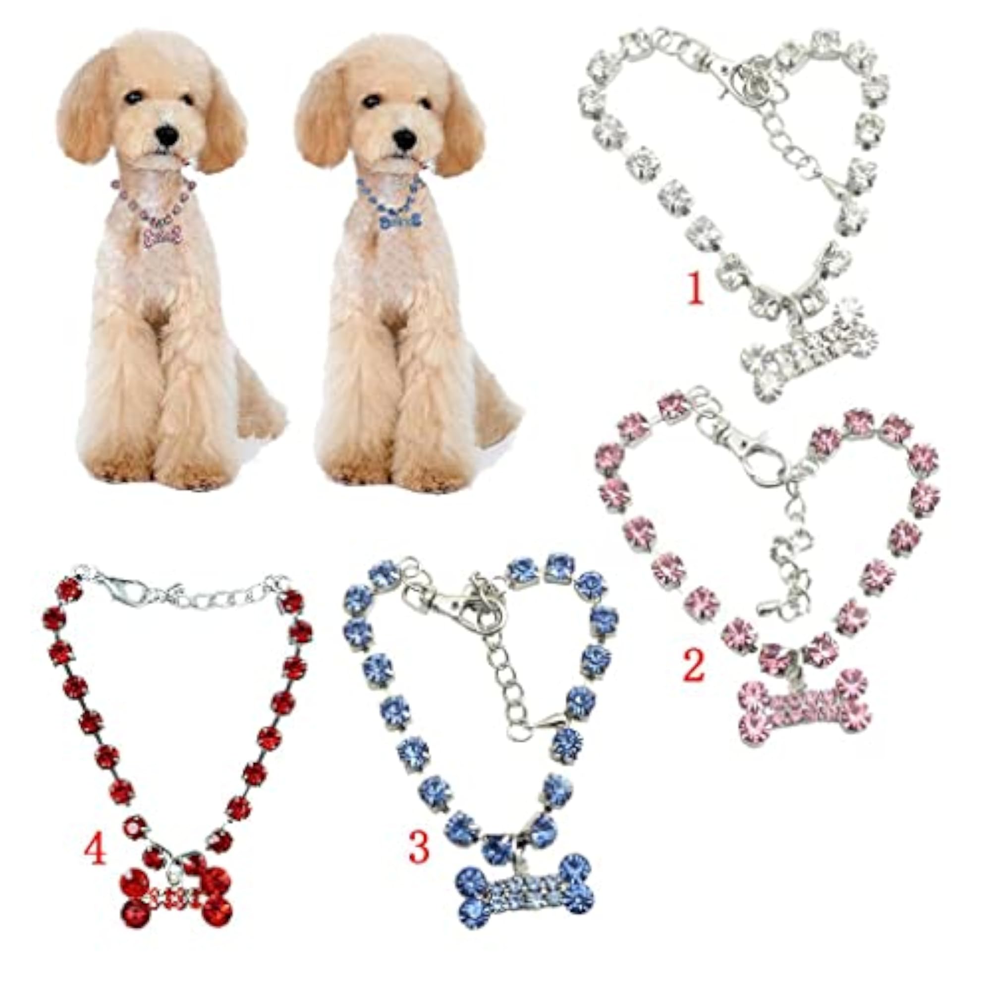 Crystal Diamante Bone Rhinestone Pendant Pet Necklace, Blue