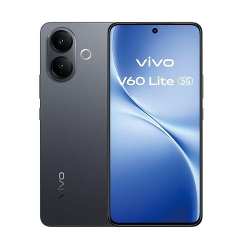 vivo V60 Lite Móvil 5G, 12+12GB RAM extendida 512GB ROM, Dimensity 7360 Turbo, Cámara 50MP, Vídeo 4K, Pantalla 6,7’’ 120 Hz AMOLED, Batería 6500 mAh, Carga rápida 90W, telefono móvil con IA, Black