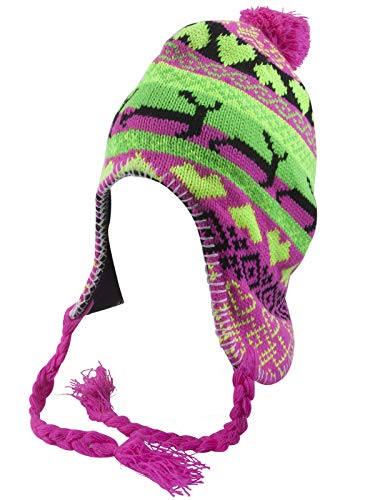 TOP HEADWEAR Peruvian Chullo Hat - Llama - Hot Pink