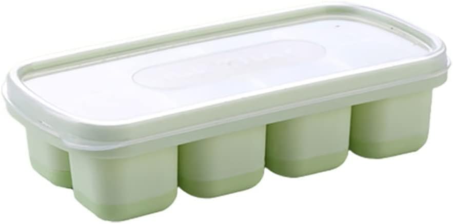 Ice Cube Household Homemade Ice Cube Storage Box Ice Maker Food-Grade Quick- Ice Box with Lid (Peach Powder 13.5 * 3.5cm) (Mint Green 13.5 * 3.5cm)