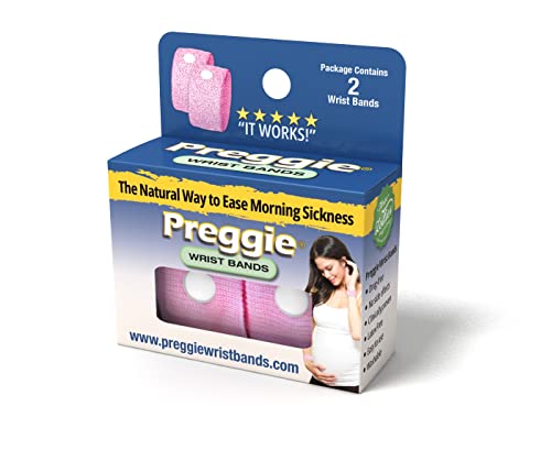 Image of Three Lollies Preggie Anti-Nausea Wristbands for Pregnancy, Acupressure Wristbands for Morning Sickness Support, Drug-Free for Travel & Motion Discomfort, Reusable, 1 Count, 2 Wristbands, Pink