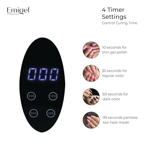 Image of Emigel Nail UV Lamp 380W | Fast Dryer for Nail Gel Polish | UV Nail Curing Lamp | Professional UV Nail Lamp 2 in 1 UV LED Lamp Dryer | Large Space for Both hands | For Salon & Home Use.