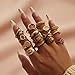 UYY Chunky Gold Rings for Women Baroque Pearl Rings Stacking Knuckles Rings Set Open Adjustable Pearl Ring Fashion Jewelry (Tiger eye stone)