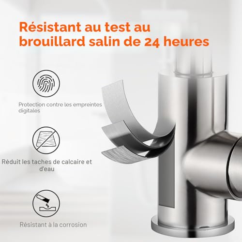 Mitigeur lavabo salle de bain GRIFEMA G1002A avec bec orientable 360