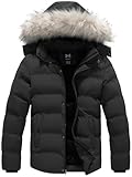 KVE Men's Hooded Winter Coat Warm Puffer Jacket Thicken Quilted Jacket Black(Hood) XX-Large
