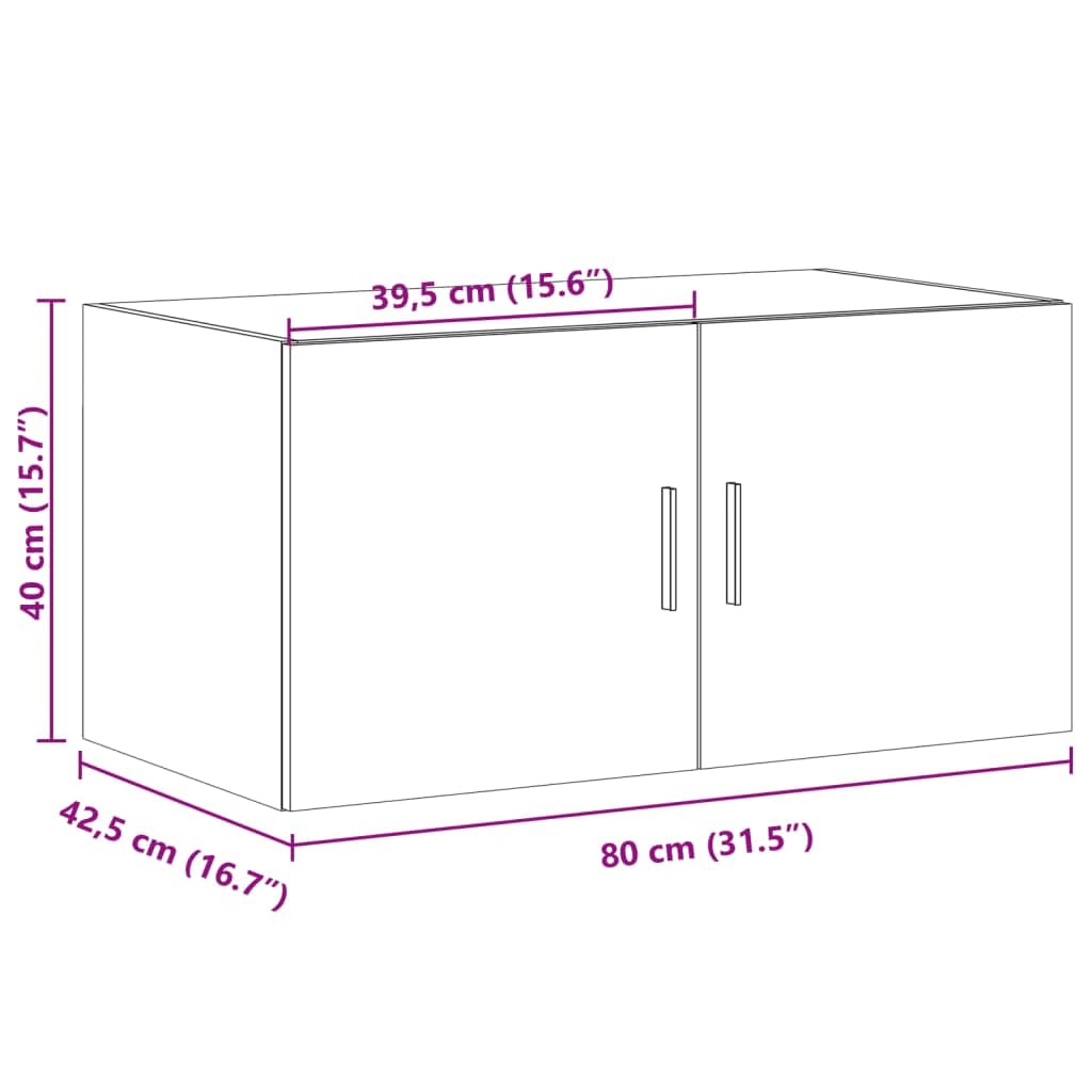 vidaXL Wandschrank, Hängeschrank mit Stauraum, Lagerschrank Wandmontage für Wohnzimmer Schlafzimmer Garage, Aufbewahrungsschrank Schrank, Weiß Holzwerkstoff