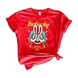 Générique Bolsos Y El Ingles Niños pequeños, niñas, niños, año Chino del Conejo, Letras de Año Nuevo Chino, Estampados, Camiseta Saco Casco Compatible with Moto (Red, 5-6 Years)