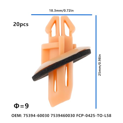 ECSiNG 20x Rear Wheel Arch Flare Trim Clips Washers 75394-60030 18.3x25x9mm Compatible with Toyota Land Cruiser by ECSiNG - Image 4